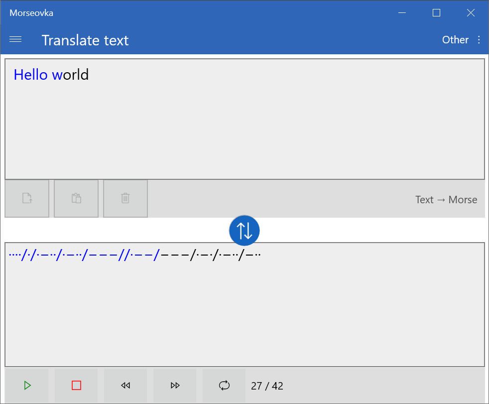 The translated message can be transmitted as a sound using the speaker.