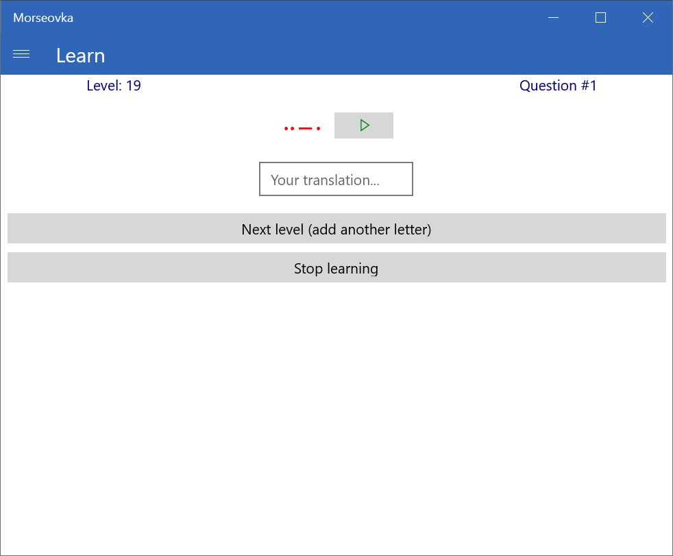 Learning in progress (multiple-choice questions disabled) - you should type the translation.
